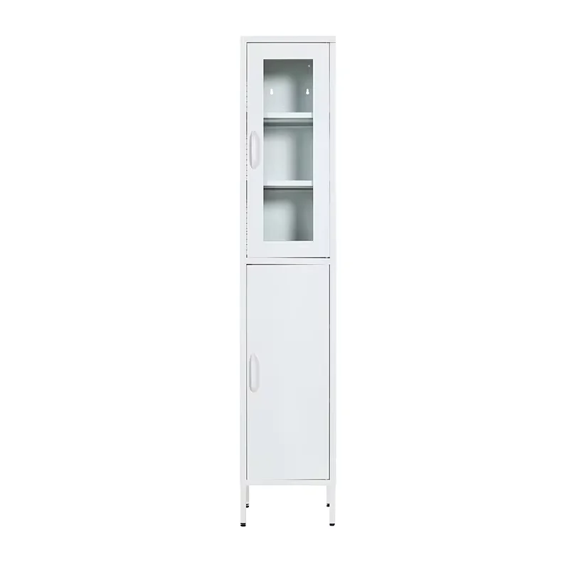 Wholesale Best Seller Adjustable Shelves with Glass and Metal Doors Storage Cabinet Glass Door Display Cabinet with Bottom Door