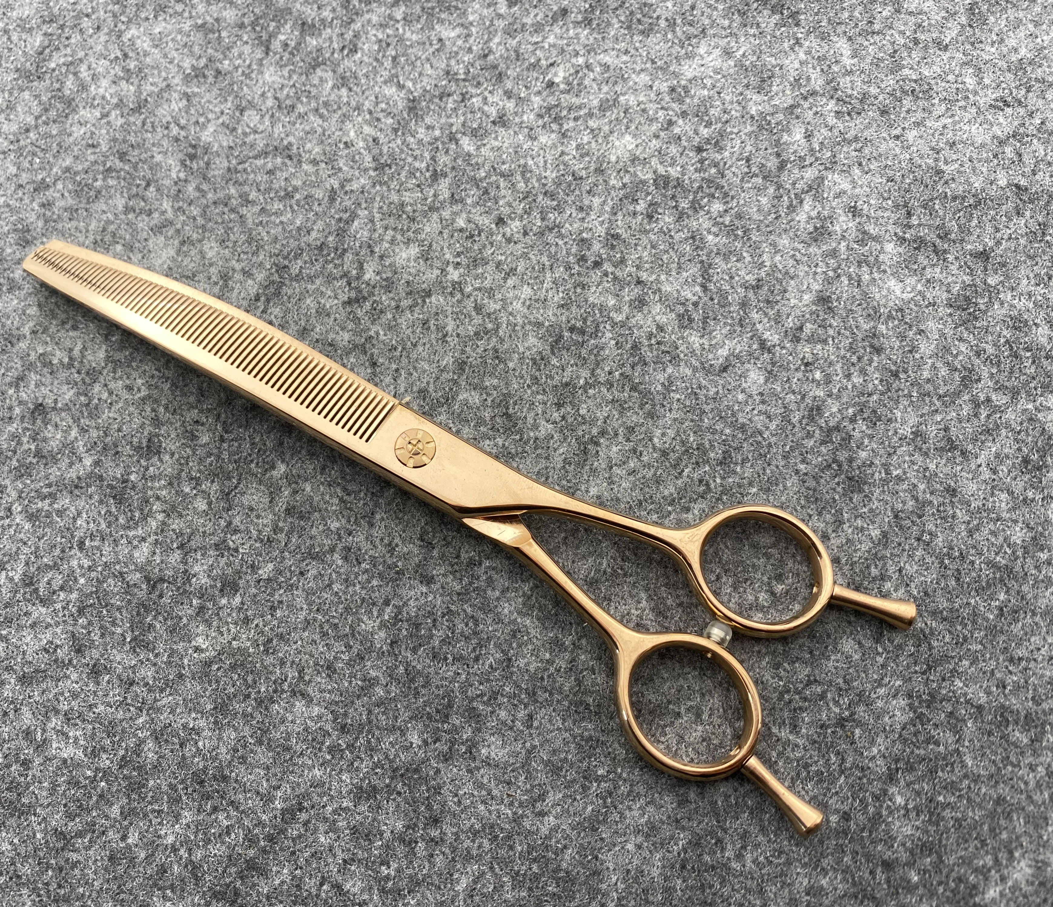 7.0 Inch Rose Gold Curved Thinning Scissors Pet Grooming Thinning Scissors