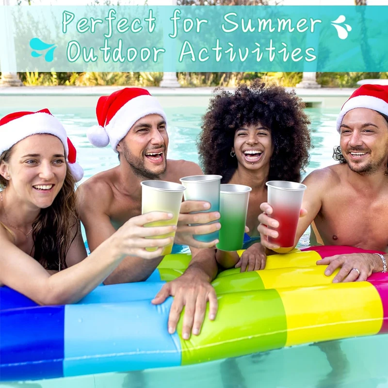 Promotional Custom Color Changing Disposable Reusable Stainless Steel Aluminum Drinking Cup Beer Cup For Party Restaurant