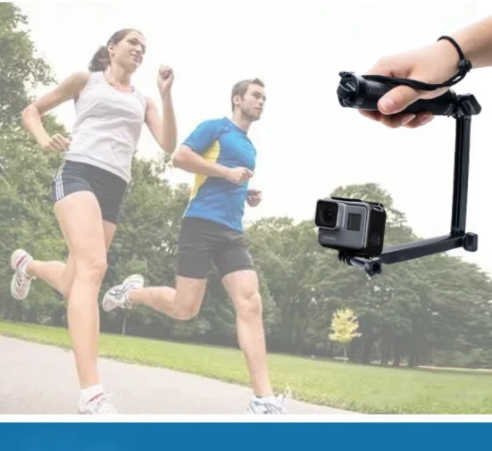 High Quality Foldable Handheld Three-way Grip Arm Mount Action Camera Tripod Selfie Stick For Go pro Sports Camera