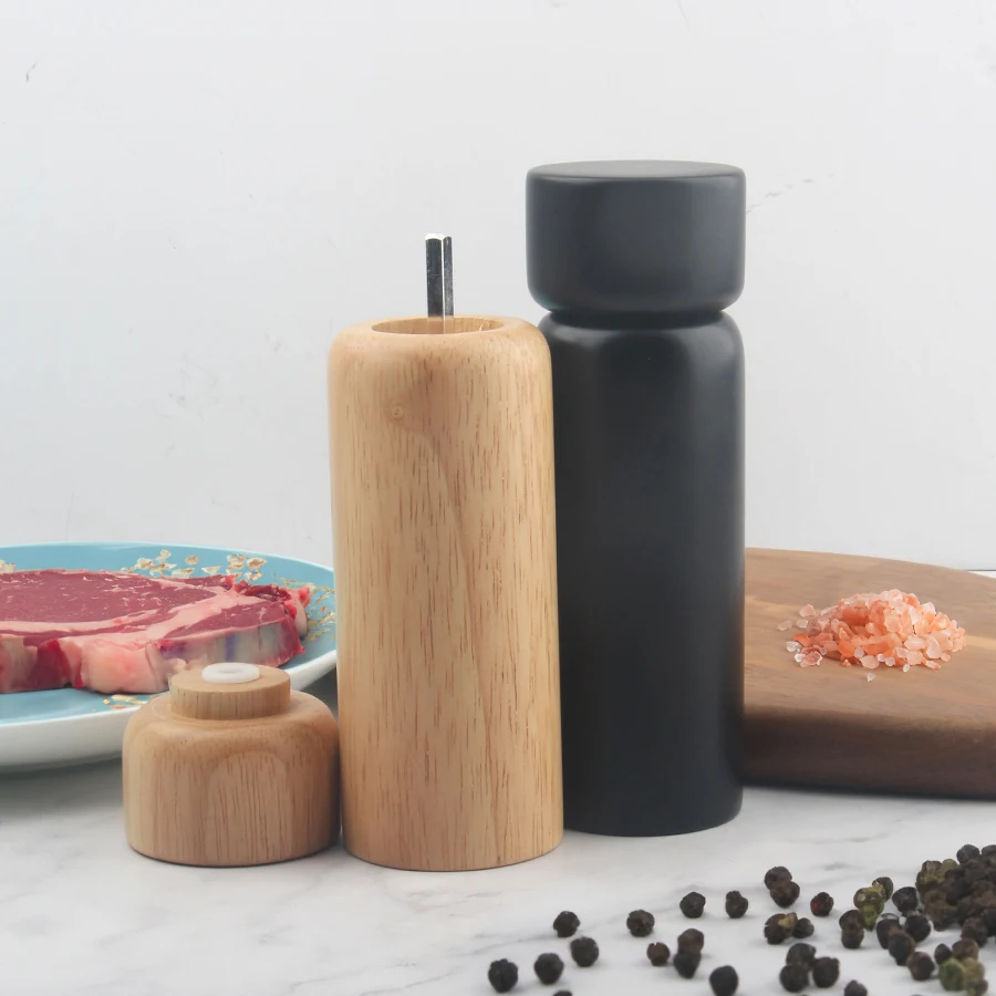 New Arrival Manual Adjustable Salt and Pepper Mill Set of Natural Wooden Spice Grinders