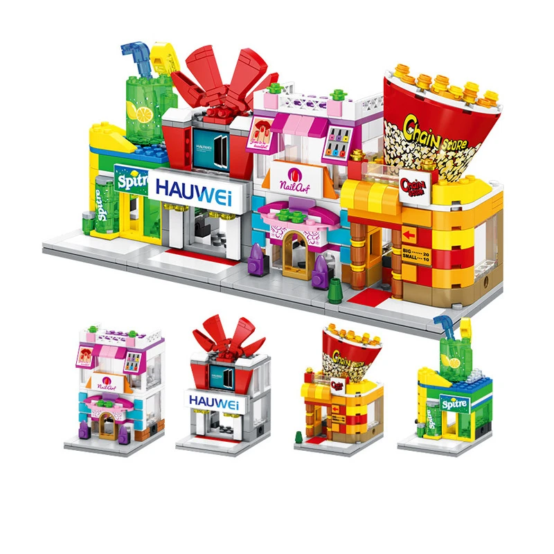 City planning puzzle building block set to cultivate practical ability, movie theater building block model