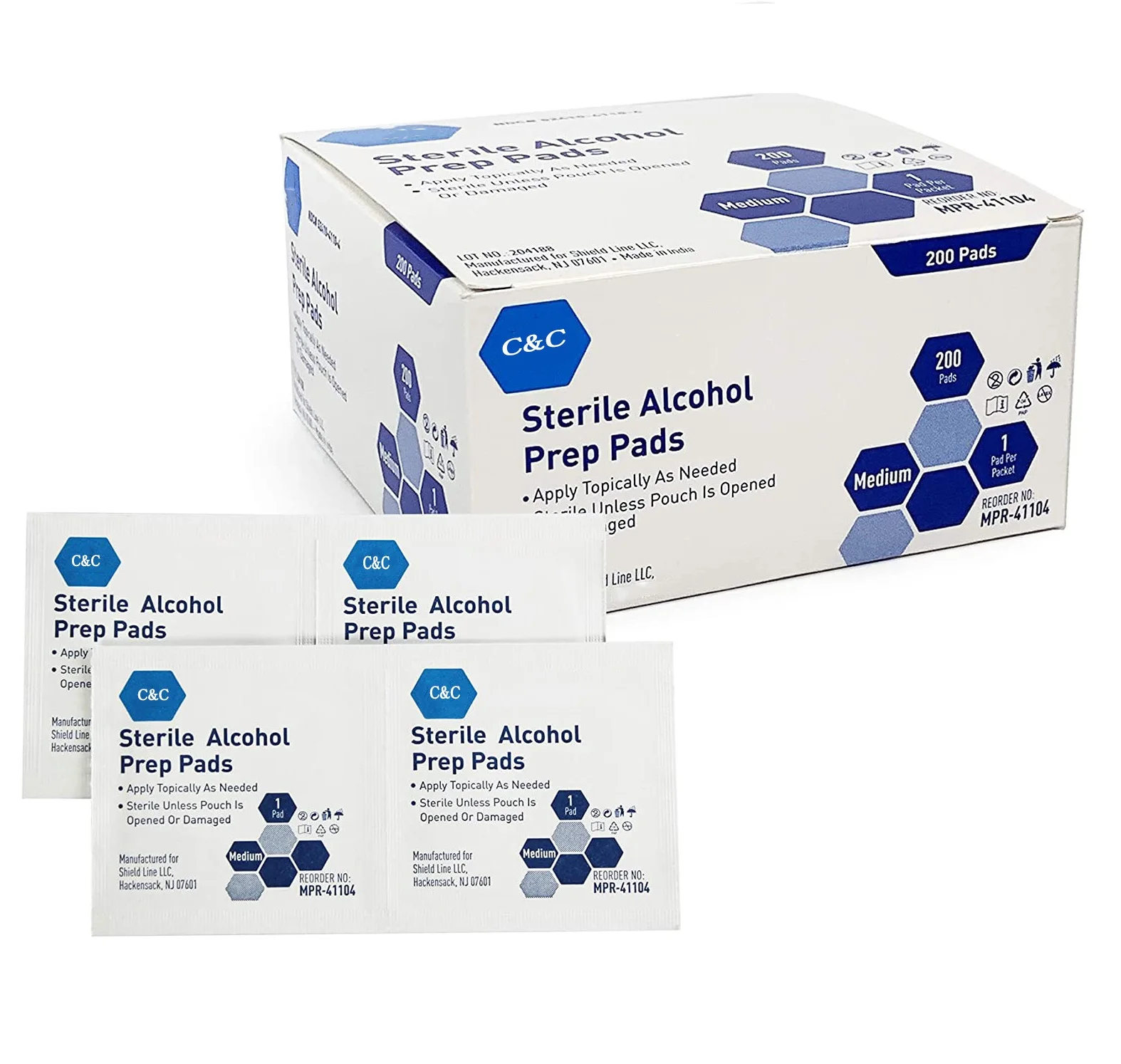 Individually-Wrapped Isopropyl Cotton Swabs Disposable Medium Square Size Alcohol Prep Pads