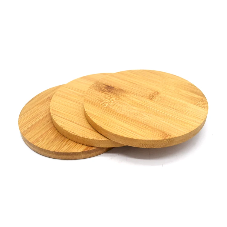 100% натуральные индивидуальные кухонные круглые подставки для чашек, Набор бамбуковых деревянных подставок, подставки для напитков