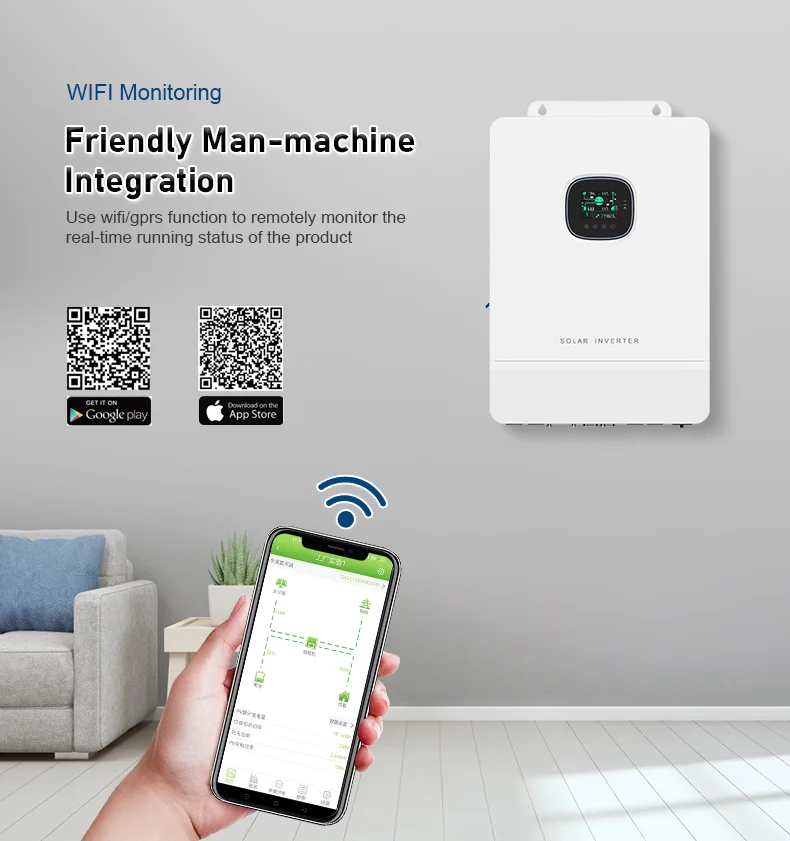 8KW 10KW Hybrid On Off Grid 120V 240V Output Split Phase 48V MPPT Solar Inverters Controller