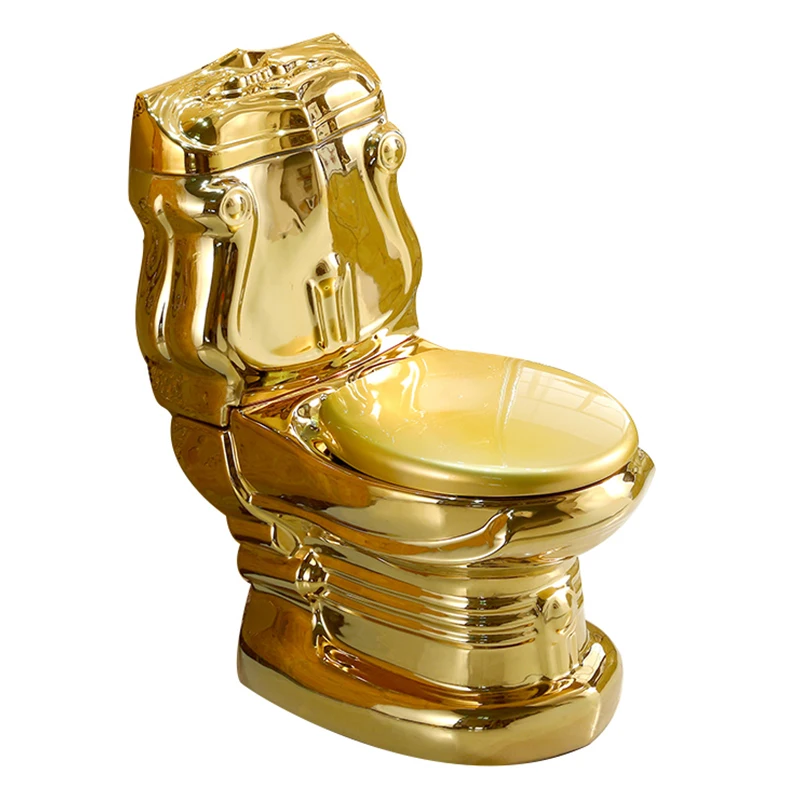 European luxury vintage golden color bathroom sanitary ware wc ceramic dubai gold toilet bowl and wash basin sinks two piece set