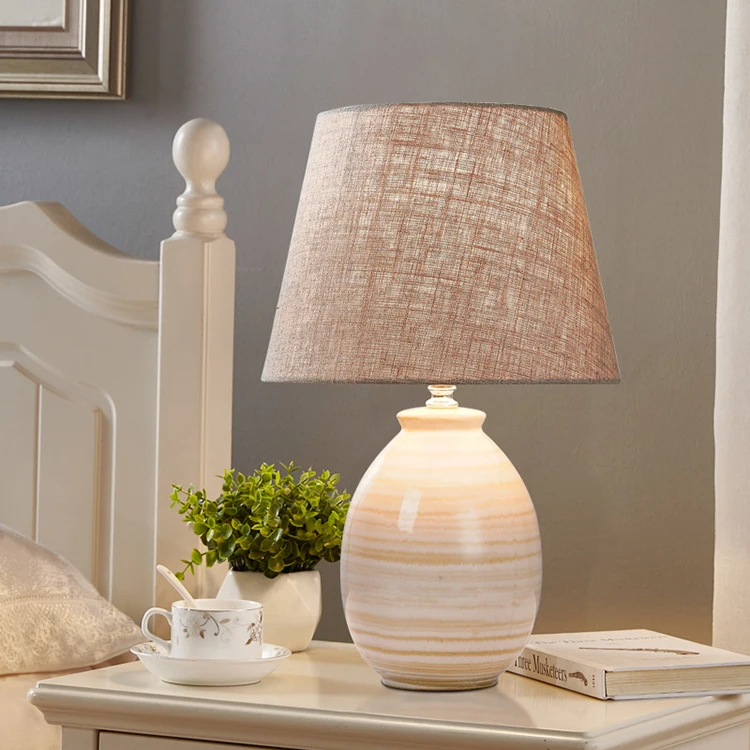 home decorative simple bedroom living room bed side white ceramic table lamps