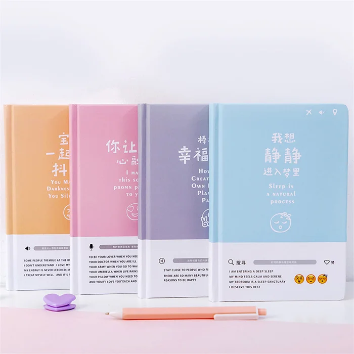 2023 Custom Printed school office multi function colors a6 hardcover paper journal  note book study planner notebook for girls