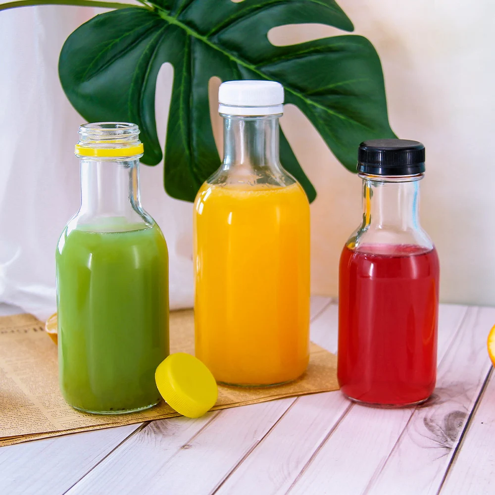 New Design Cylinder Glass Bottles with Screw Aluminum Plastic Lid for Beverage Soy Chili Sauce