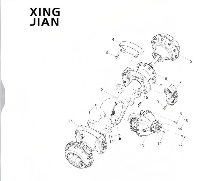 Ось в сборе (дифференциал планетарный редуктор главный привод) для погрузчиков Liugong ZL30E 835 835N 836. Запчасти погрузчиков.
