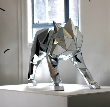 stainless steel geometric animal sculpture metal bear gold sculpture for sale