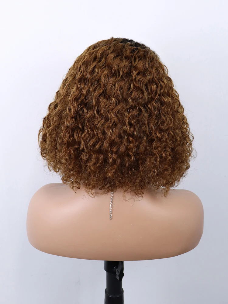 100% Human Female Patches Women Hair Wigs Ombre Lace Front Wig Deep Loose Kinky Bone Wig