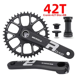 Bicycle Parts MEROCA Road Bike Crank 170mm 40T 42T Single  Hollow 7075 Aluminum Alloy Racing Crankset Cycling Accessor