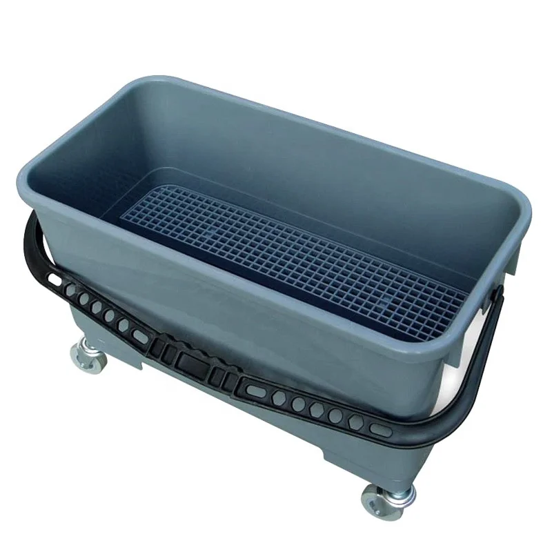Y1100 Rectangular Cheap window cleaning bucket plastic mop bucket with wheels and grid