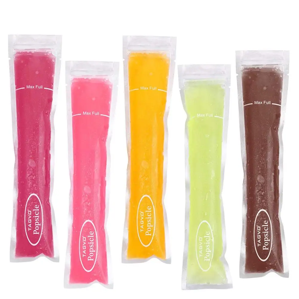 Disposable Heat Sealable Clear Zipper Flat Yogurt Juice Drink Plastic Pouch Ice Pop Popsicle Wrapping for Beverage Package