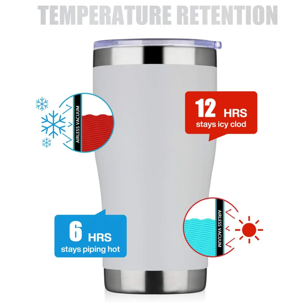 Custom Logo Thermal Double Wall Vacuum Coffee Mug Curved 20Oz Travel Car Mug Cup Tumbler For Car