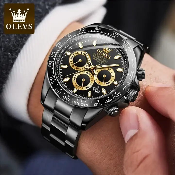 Olevs 6638 Fashion Waterproof Digital Online Mens Wrist Bands Luxury Tourbillon Automatic Mechanical Watches For Men
