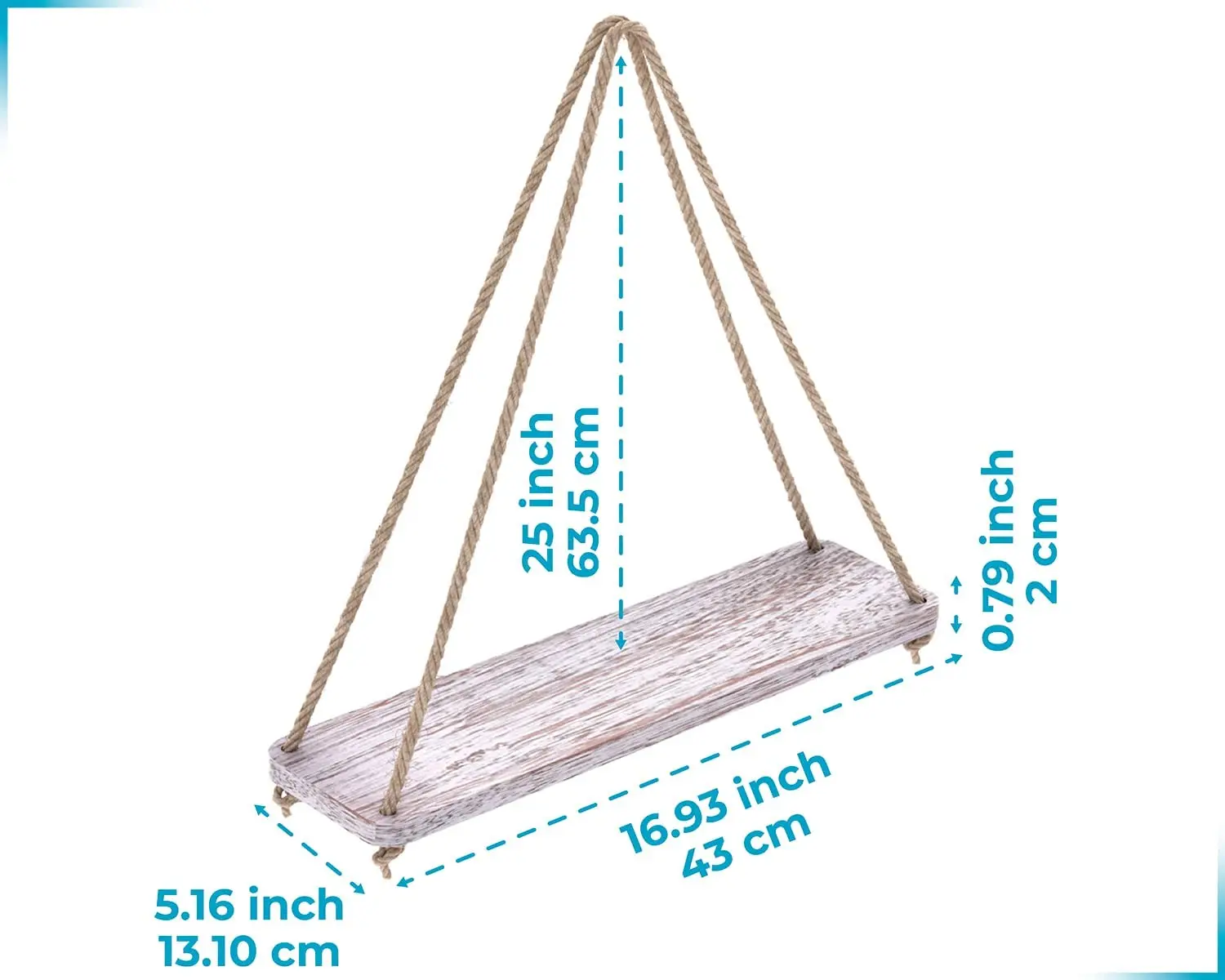 Rustic One Layer Wooden Rope Wall Hanging Shelves Plant Floating Shelves Solid Wood for Home Decor