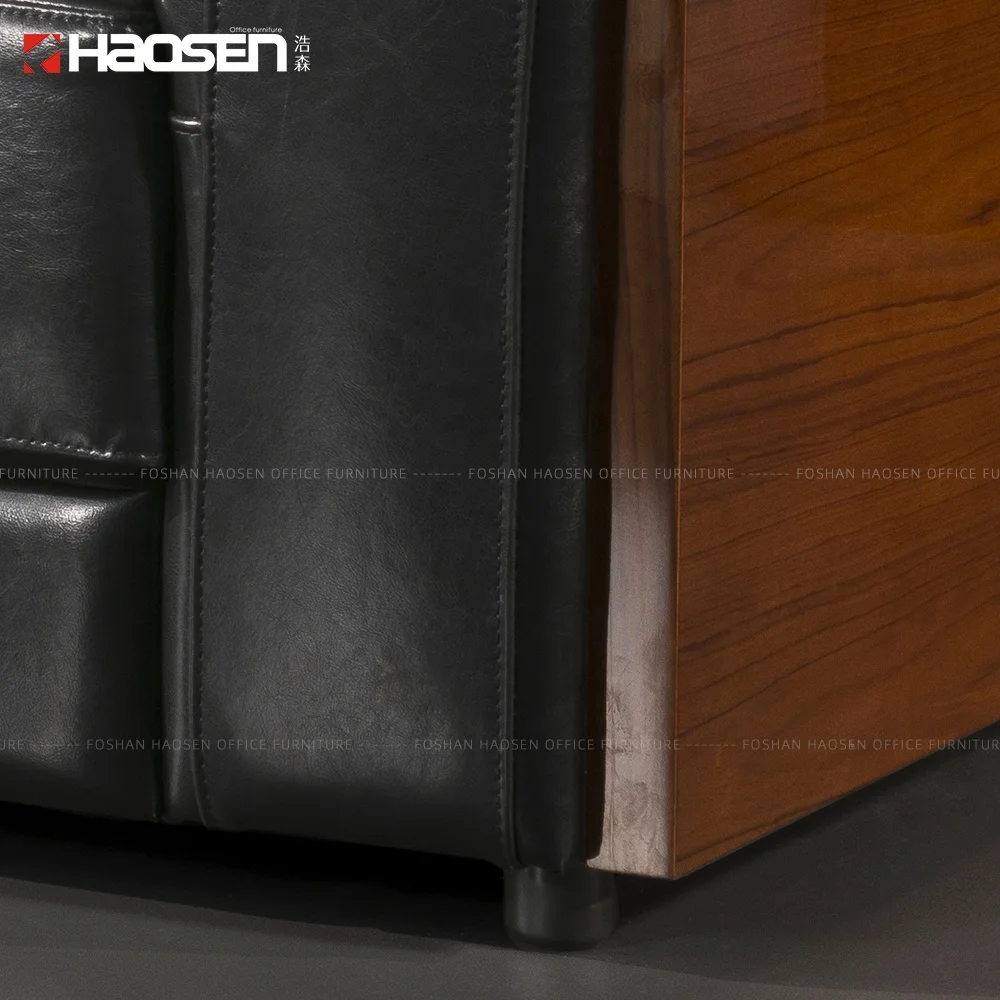 Modern living room furniture classic Black leather sofa