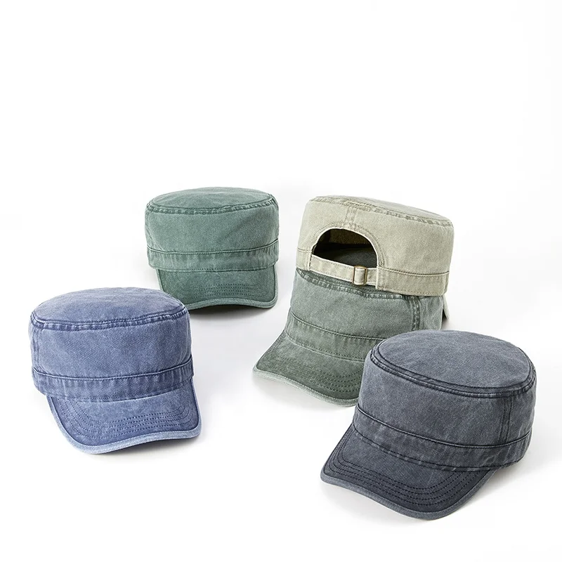 Factory Hot Selling Hats Four Seasons Pure Cotton Curved brim cap with Large Headband Flat Top Hat