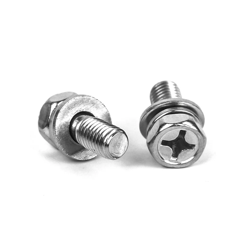 Bolts manufacturers Customised stainless or Steel spring pads Flat washers Phillips hex Head Bolt three combination screws