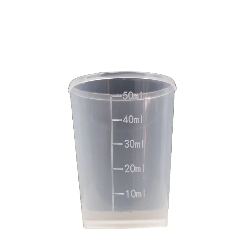 50ml laboratory plastic measuring cup mini transparent measuring cup Chinese manufacturers wholesale