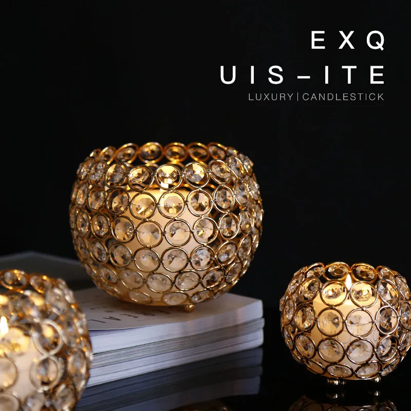 
Crystal Tea Light Candle Holders for Wedding Table Centerpieces Dining Room Christmas Home Decorative Candle Lantern 