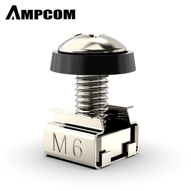 AMPCOM M6 x 16mm Rack Mount Cage Nuts Screws and Washers for Rack Mount Server Cabinet Patch Panel Screwing