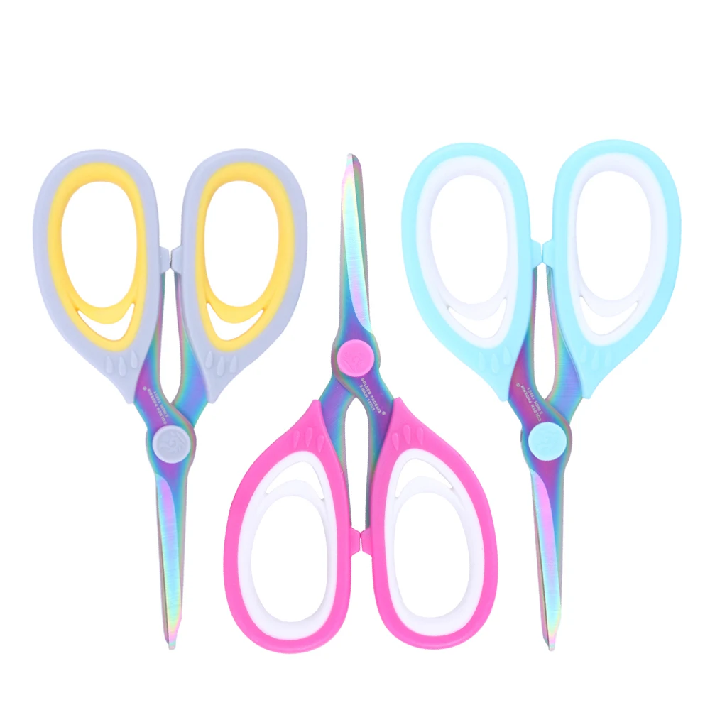 Customized Logo 5.5 Inch Comfort Grips Titanium Coated Office Household Use Multi-Function Scissors