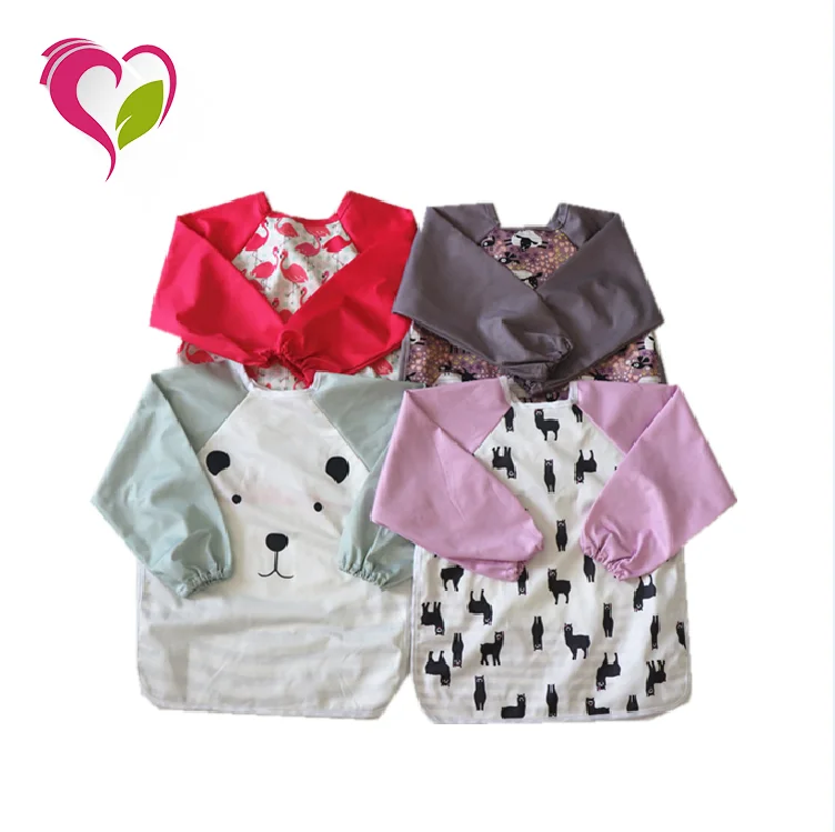 Custom Printing 2 Layers Baby Bibs Organic Cotton Long Sleeve Baby Bibs 100% Polyester Baby Bib Long Sleeve