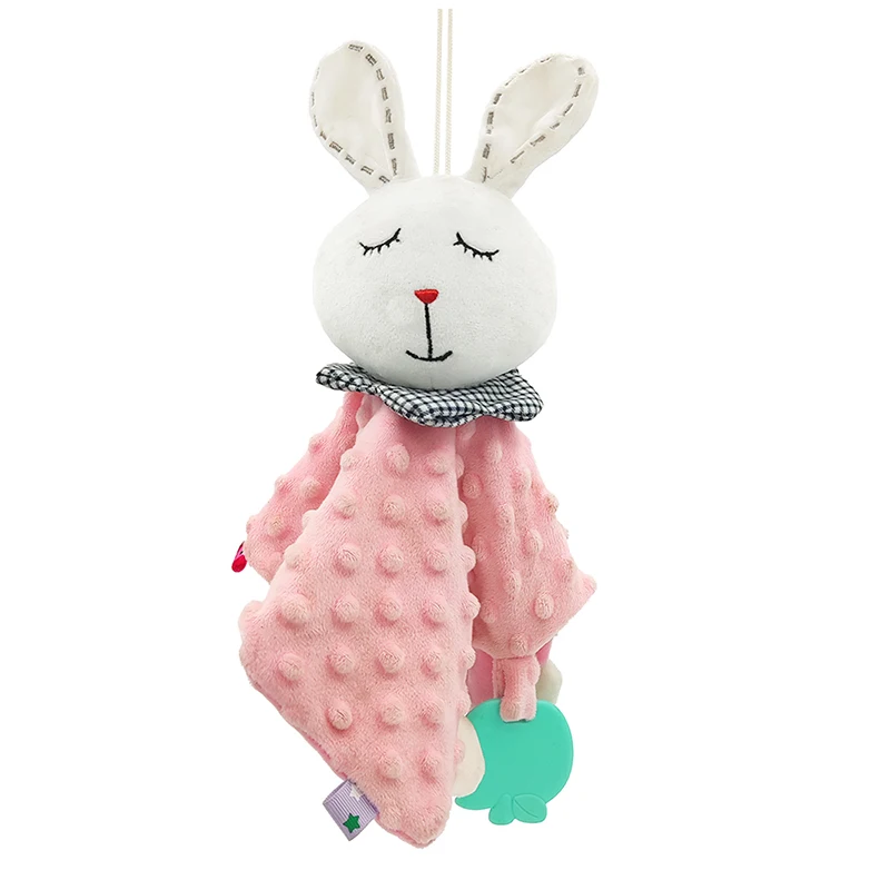 Baby Comforting taggies security Blanket cute sleep rabbit Soft Square Baby Appease Towel with teether plush animal head