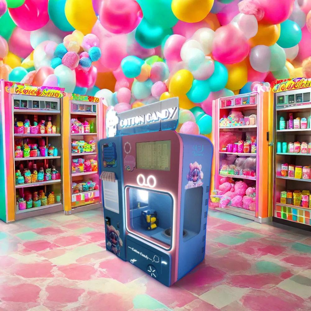 Coin-operated Cotton Candy Machine Commercial Electric Automatic Fancy Robot Cotton Candy Commercial Vending Machine