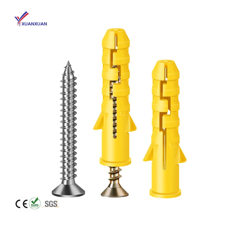 Manufacture supplier Yellow Color 10mm Expansion Screw Plasterboard Plugs Plastic Wall Anchors