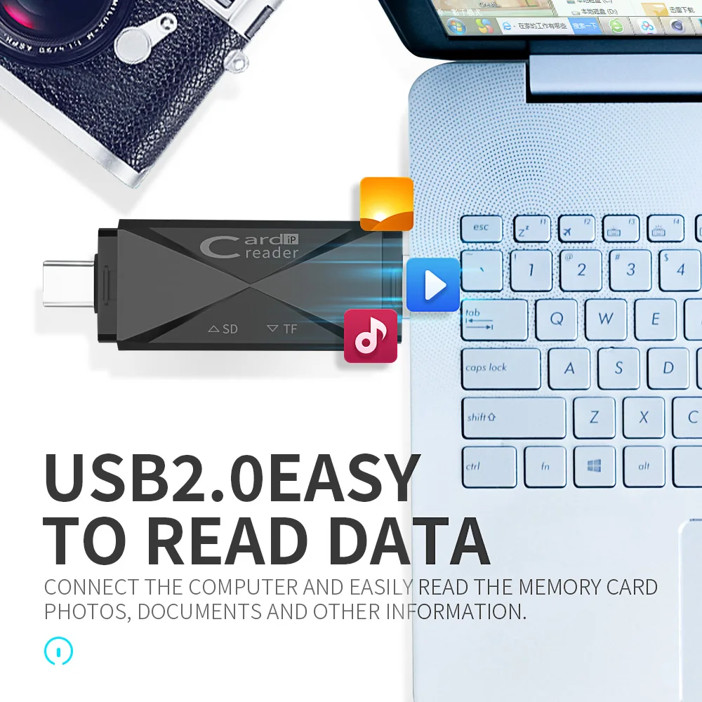 Usb3.1 Type-c Usb Card Reader Tf Card Reader Multifunction Support For Sd Tf 5in one Usb Card Reader