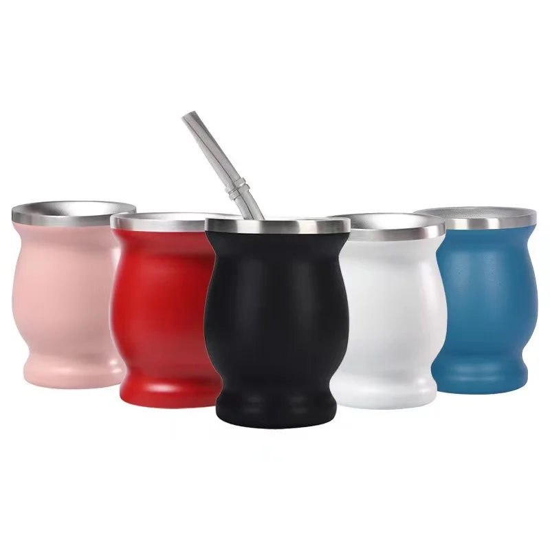 Caspian RTS Hot Argentine Yerba Mate Cup Stainless Steel Double Wall Yerba Mate Gourd with Bombilla Straw