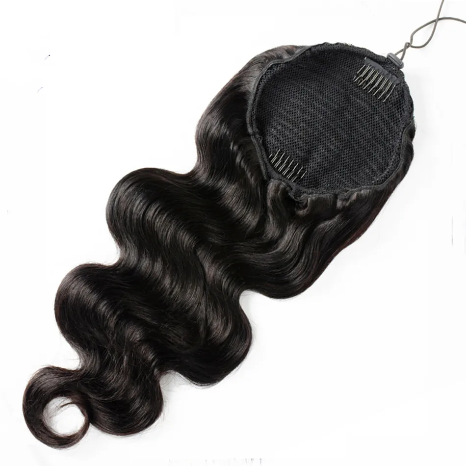 120g Remi high Human hair ponytail hair piece wet wavy wraps Ponytail hair extension side part ponytail drop shipping