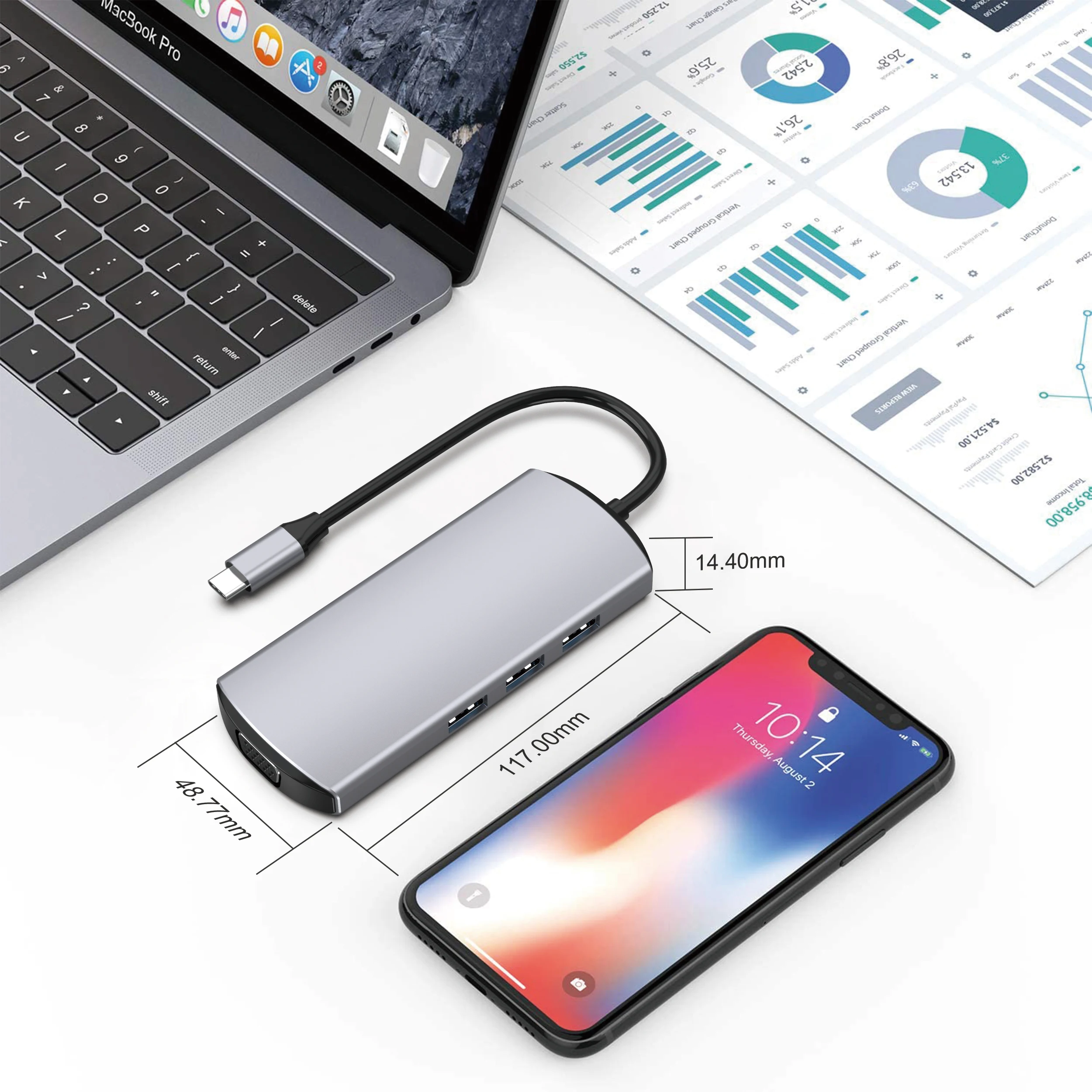 Type C HUB USB 3.0 Adapter With Pd Fast Charge 4k Multiport Card SD Reader 9 IN 1 USB HUBS