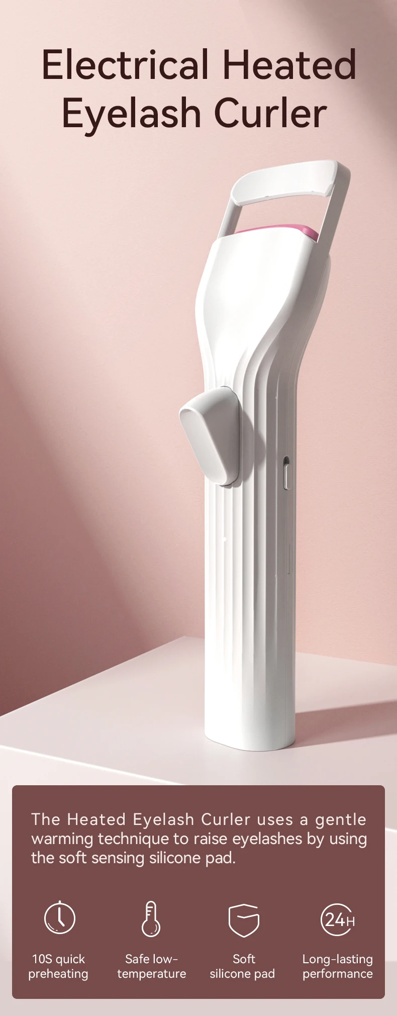 beauty products eyelashes pink plastic heated electric eyelash curler heat 