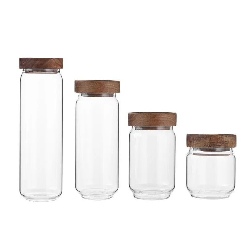 Food Storage Jar Sealed Glass Canister Heat Resistant Airtight Grain Spaghetti Container Kitchen Organizer Seasoning Bottle