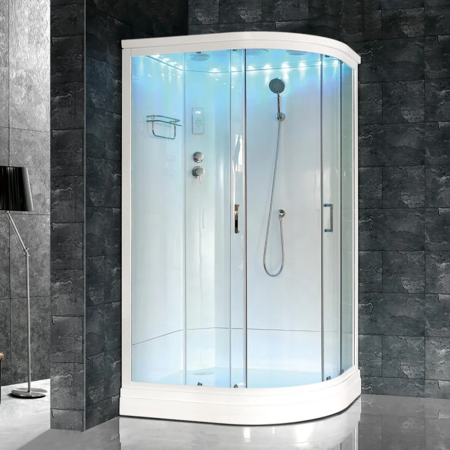 Aokeliya 90x120cm Niagara standing bath corner acrylic shower cabin with LED light