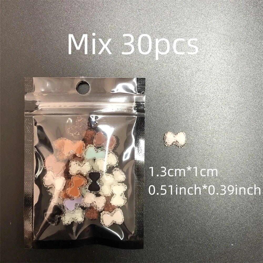 New 30Pcs/Bag Small Size Mixed Cute Bear Frog Strawberry Accessories Nail Art Decorations Charm Diy Phone Case Pencil Box Parts