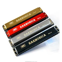 2021 hot selling Cheap price 24 Hole metal Stainless Steel musical instrument toy Harmonica for sale with high quality