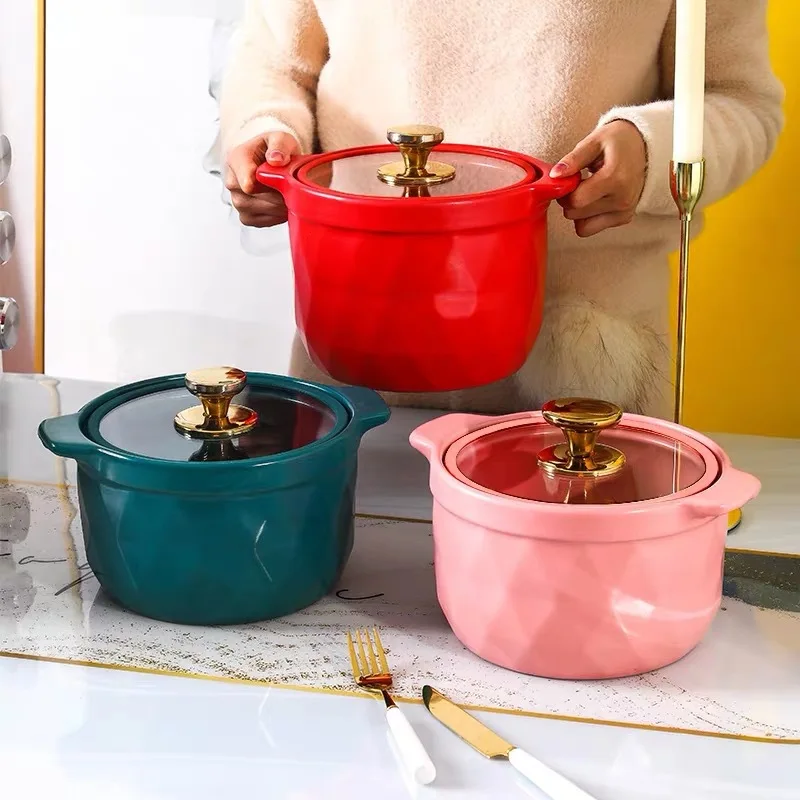 drop shipping Northern pottery casserole made in clay pot with spodumene clay pot with open fire Colored glaze casserole