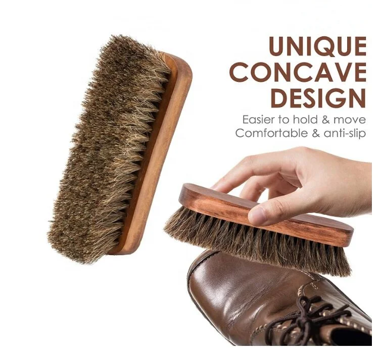 Horsehair Shoes Polish Brushes and Leather Shoes Boots Care Clean Polish,Shoe Brush,Buff Polish Cleaner