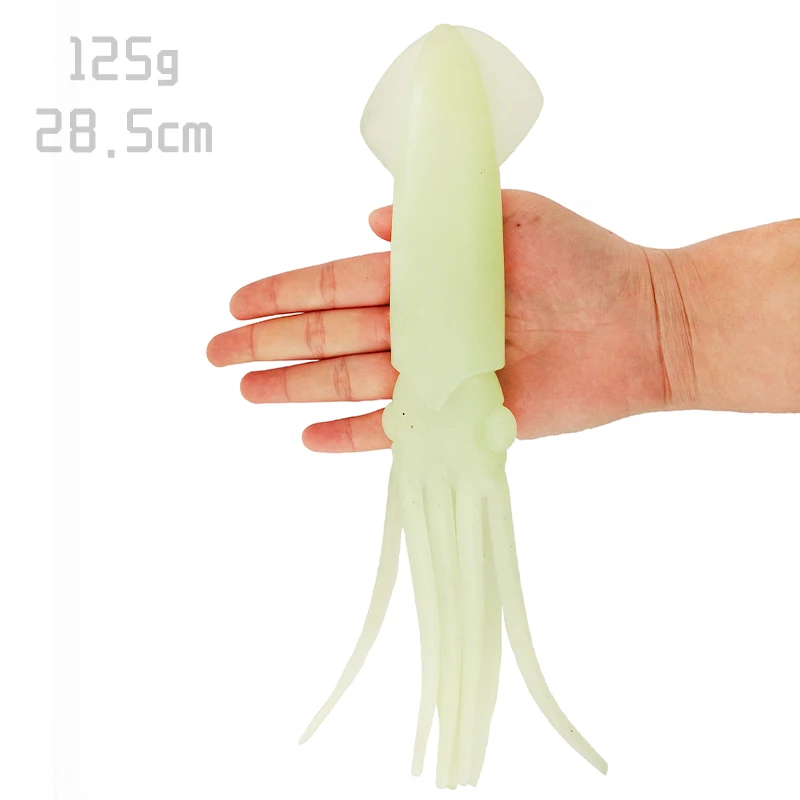 125g 285mm Luminous PVC Wood Jig Big Rubber Squid Skirts Octopus Soft Plastic Fishing Lures Carp Pike Trout River Lake Fishing