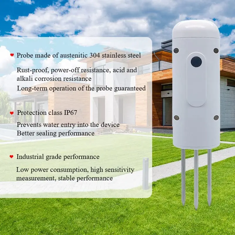 Tuya ZigBee App Connection Wireless 2 in 1 Design IP67 Soil Temperature Humidity Detector For Plants Monitoring
