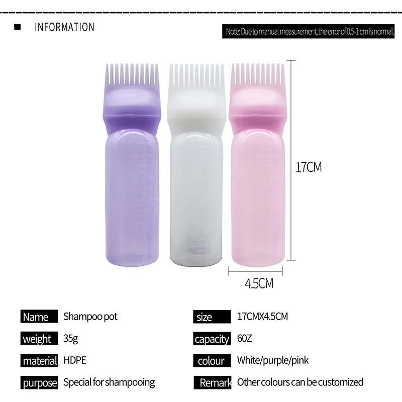 Wholesale Plastic Hair Dye Refillable Bottle Applicator Comb Dispensing Salon Hair Coloring Hairdressing Styling Tool