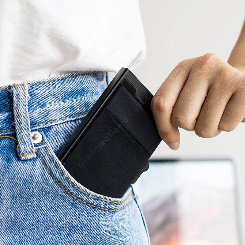 TILONSTAR Accept Customized Logo Minimalist Credit Card Holders Pop Up Aluminum Wallets Metal Wallet