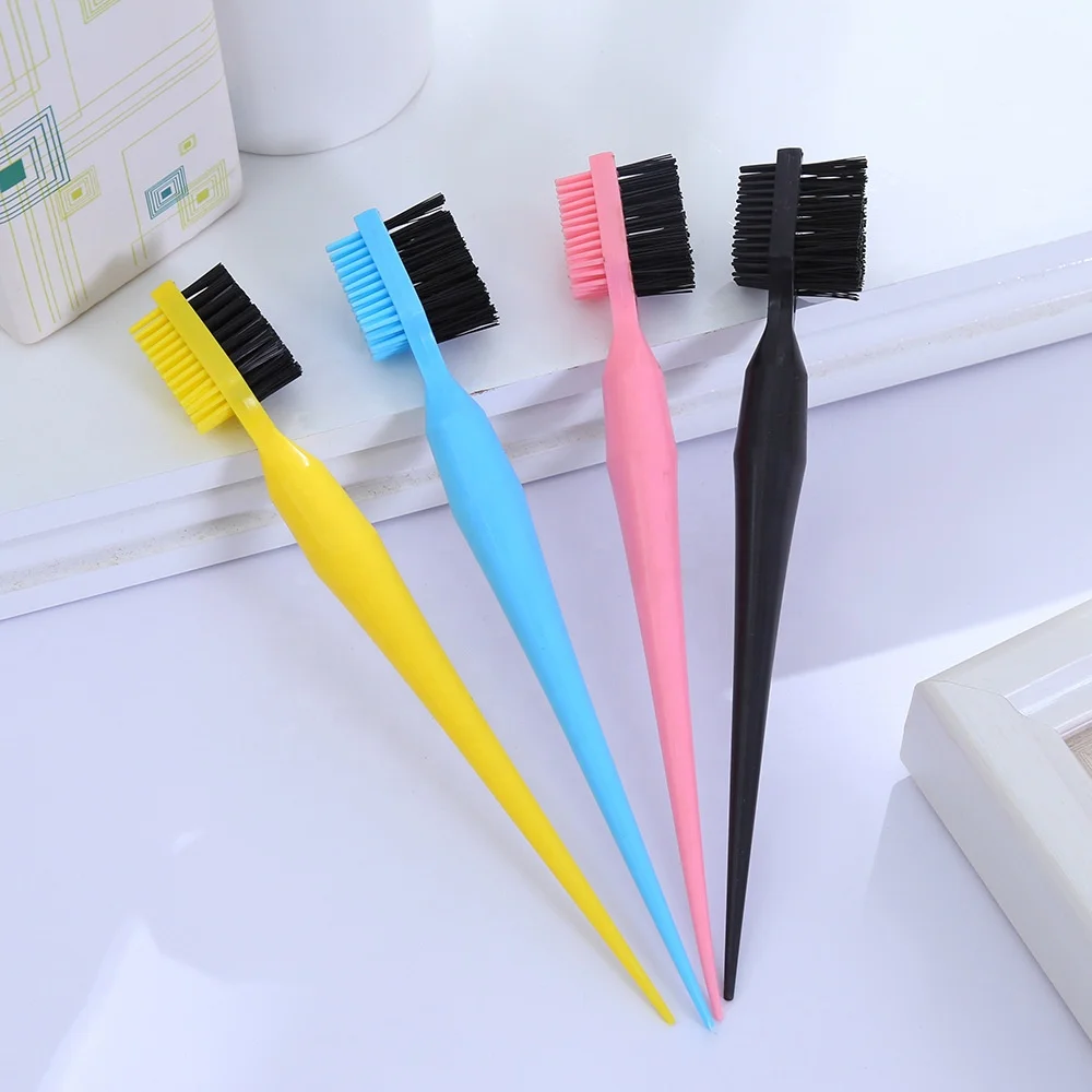 Black ABS PP In 1 Nylon Bristles Baby Ergonomic Design Edge Brush Double Eyebrow Nylon Bristle Brush Edge Tamer Brush 4