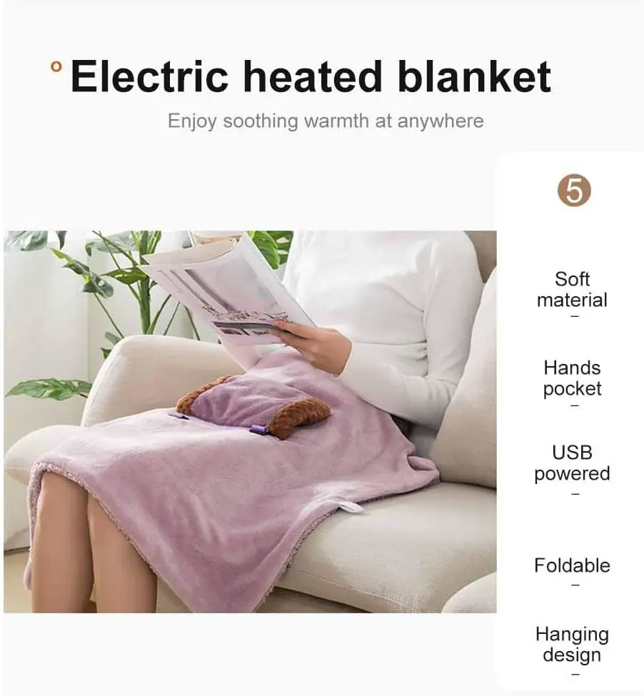 Color Heated Blanket Wearable Soft Emc Certificate Best 12v Car Electric Heated Travel Blanket